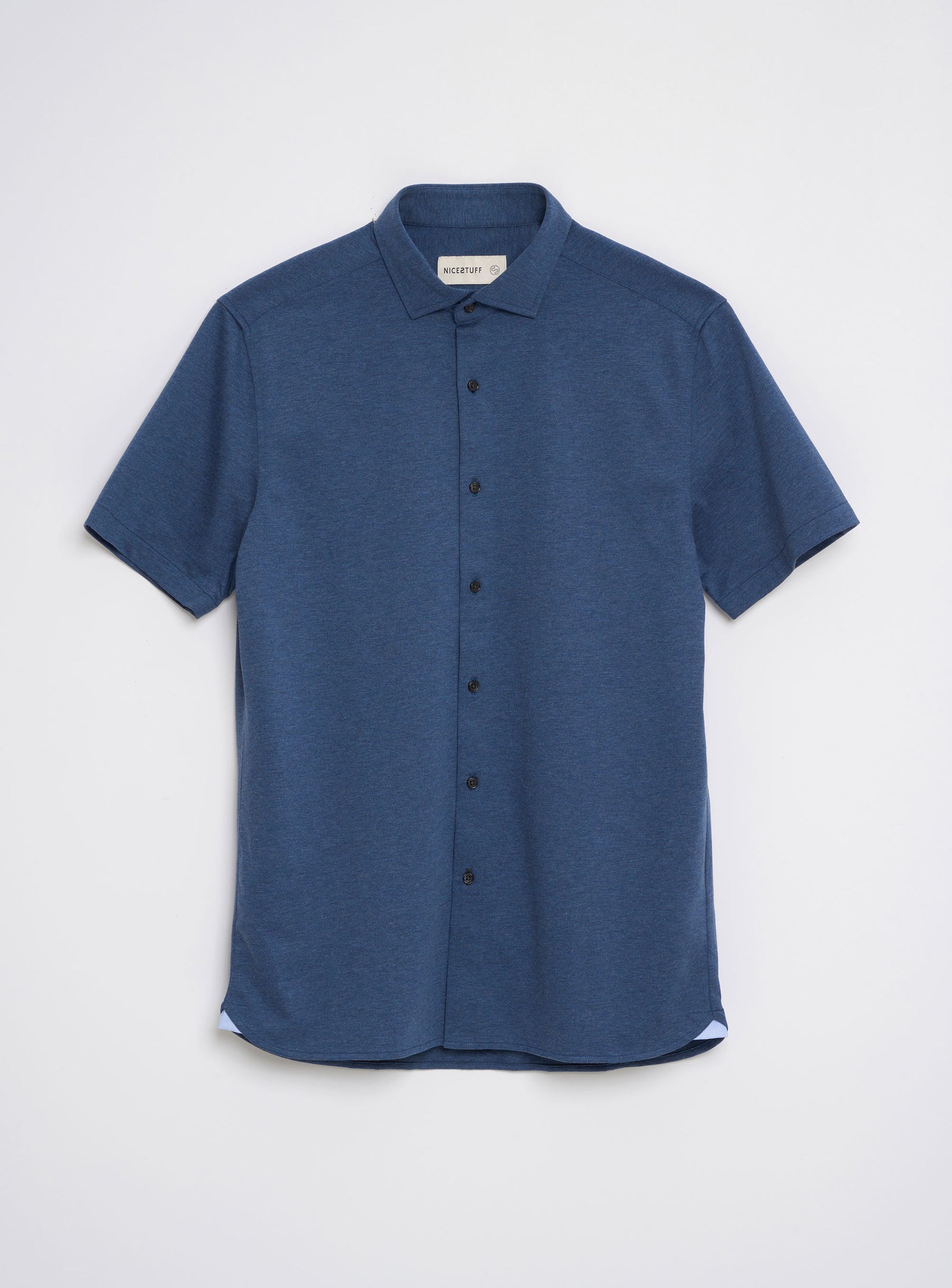 Knitted Short Sleeve Shirt - Washed Blue