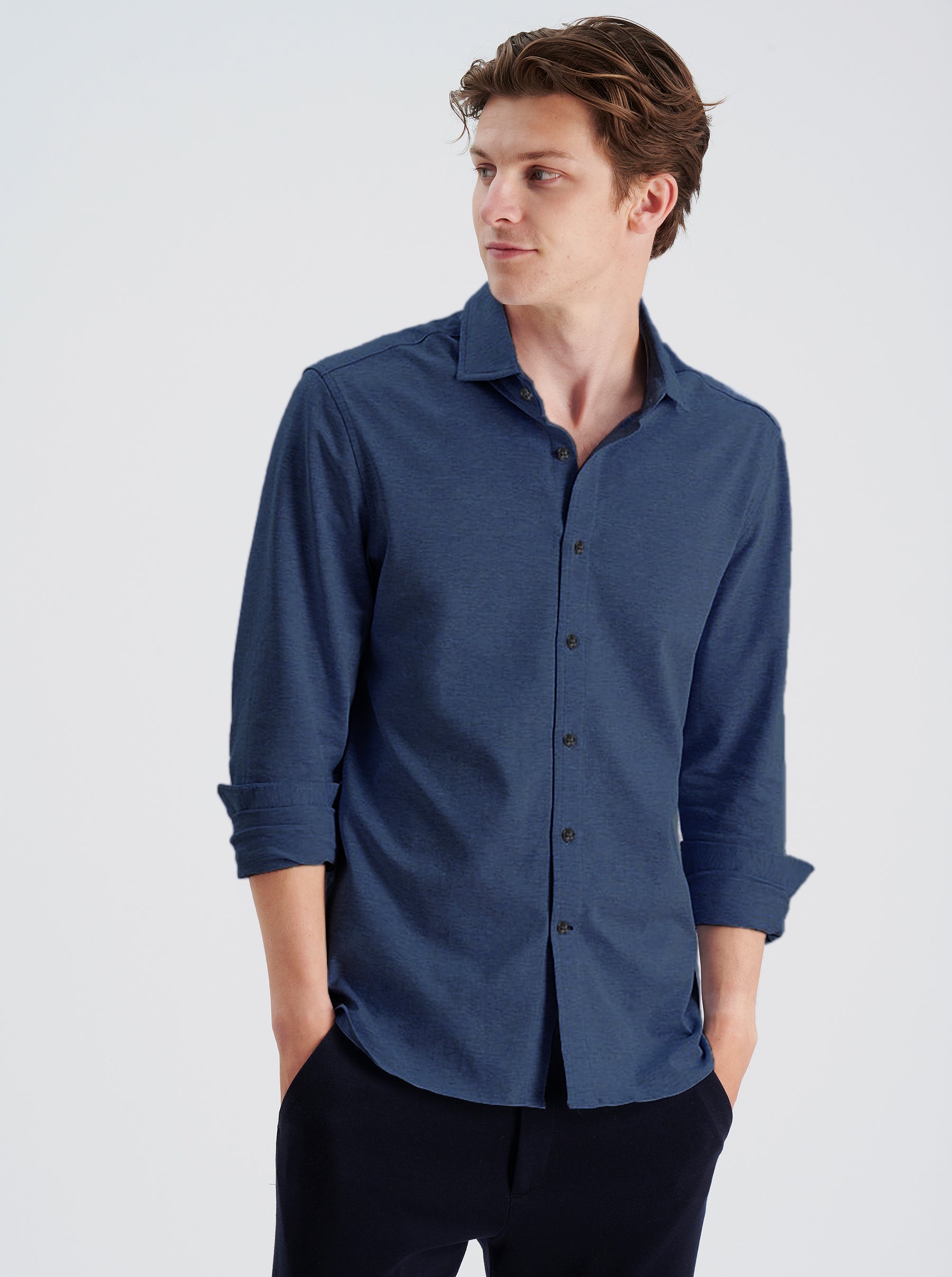 Long Sleeve Knit Shirt, Slim Fit Button Down Men\'s Shirt, 100% Cotton,  NiceStuff